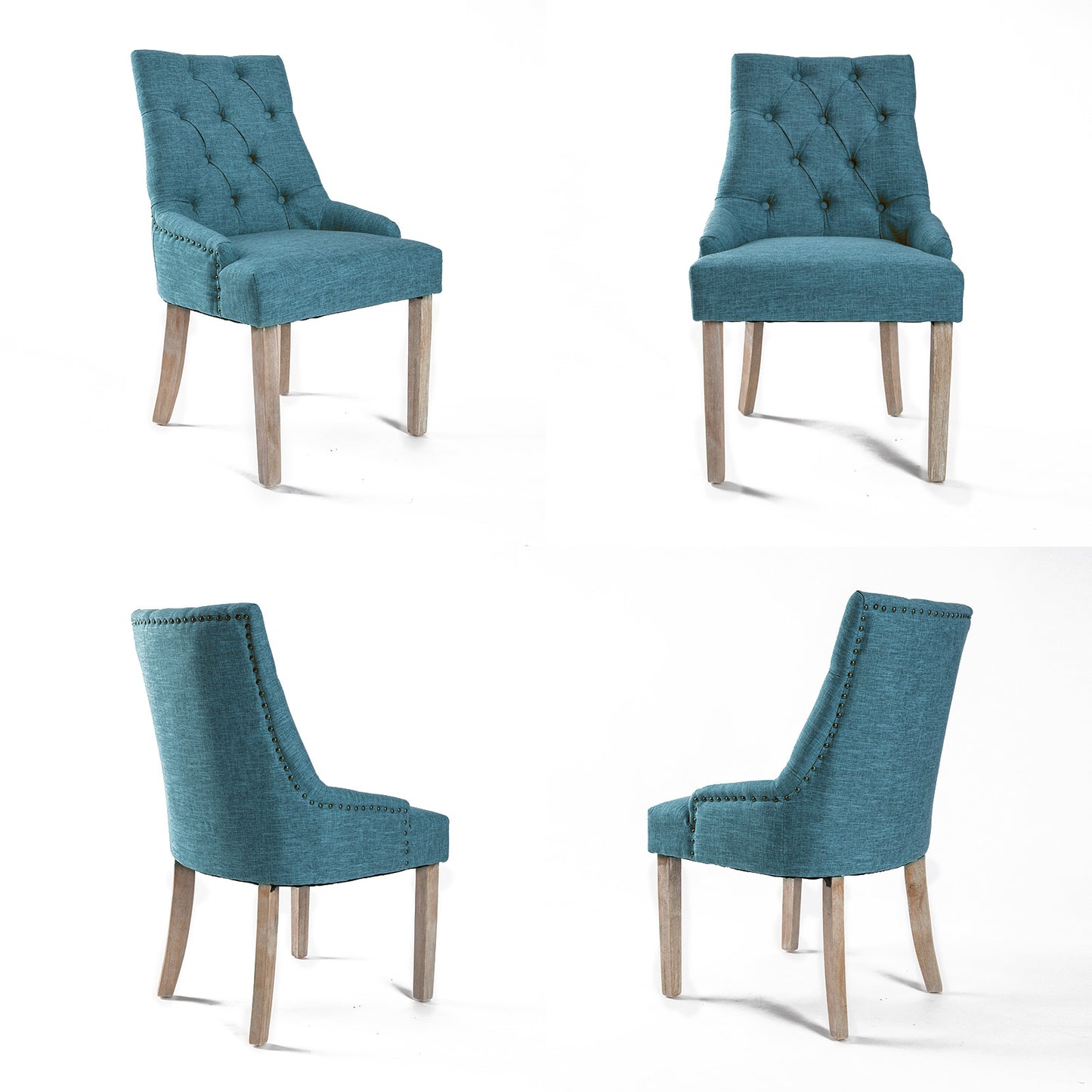 French Provincial Dining Chair Oak Leg AMOUR DARK BLUE - Cosy Abode