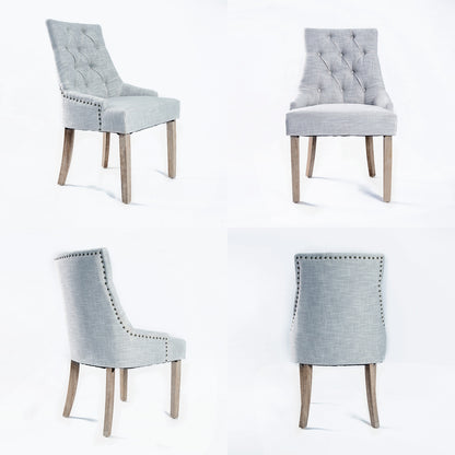 French Provincial Dining Chair Oak Leg AMOUR GREY - Cosy Abode