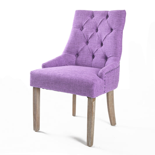 French Provincial Dining Chair Oak Leg AMOUR VIOLET - Cosy Abode