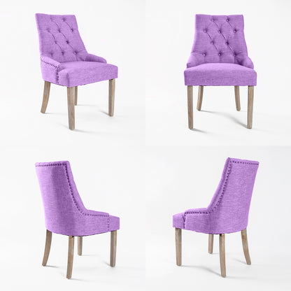 French Provincial Dining Chair Oak Leg AMOUR VIOLET - Cosy Abode