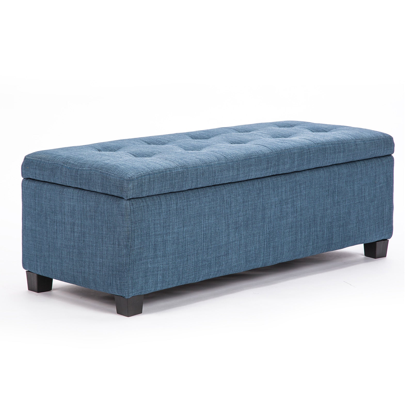 Storage Ottoman Stool 102cm Fabric DARK BLUE - Cosy Abode