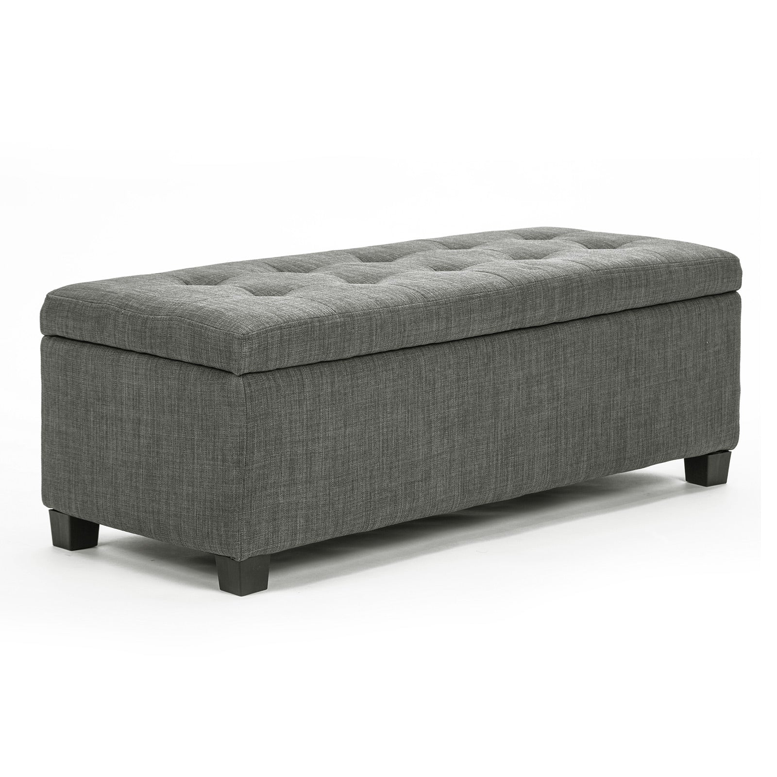 Storage Ottoman Stool 102cm Fabric DARK GREY - Cosy Abode