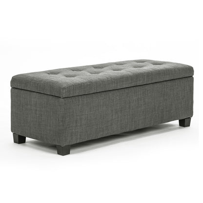 Storage Ottoman Stool 102cm Fabric DARK GREY - Cosy Abode