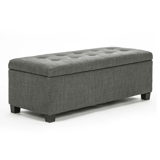 Storage Ottoman Stool 102cm Fabric DARK GREY - Cosy Abode