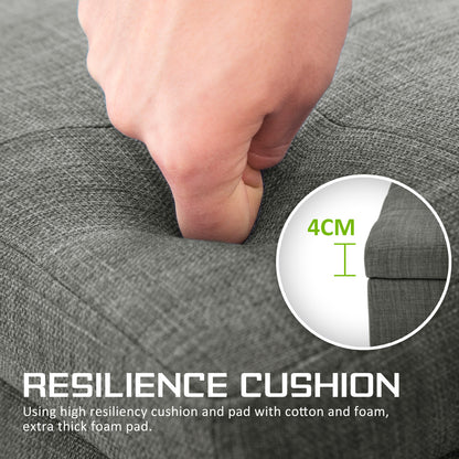 Storage Ottoman Stool 102cm Fabric DARK GREY - Cosy Abode