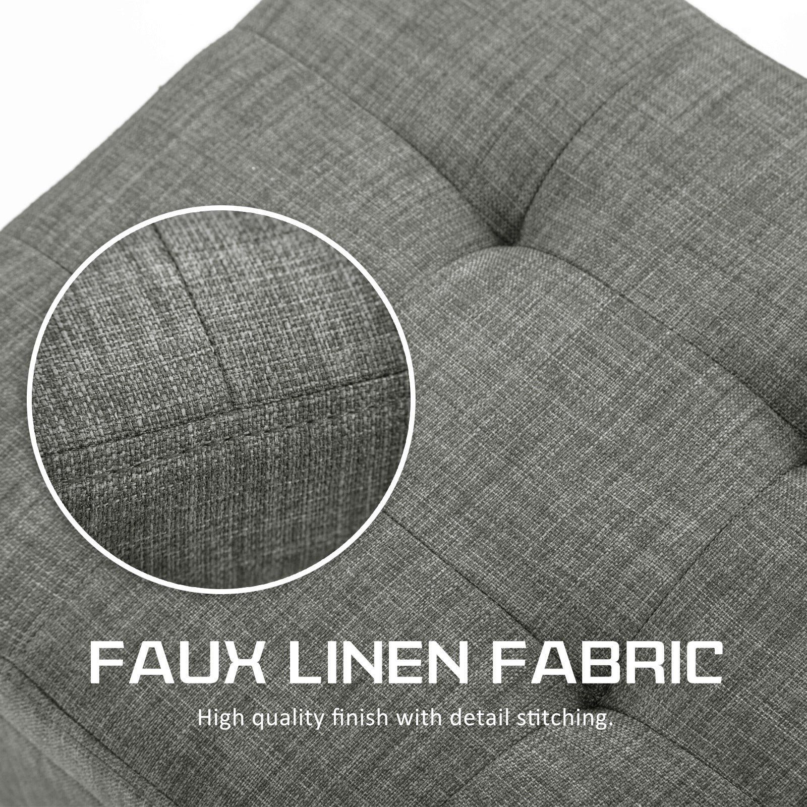 Storage Ottoman Stool 102cm Fabric DARK GREY - Cosy Abode