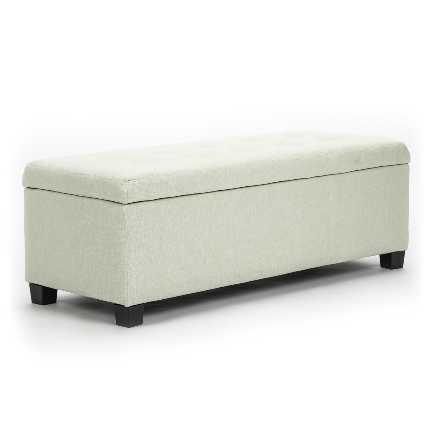 Storage Ottoman Stool 102cm Fabric LIGHT GREEN - Cosy Abode