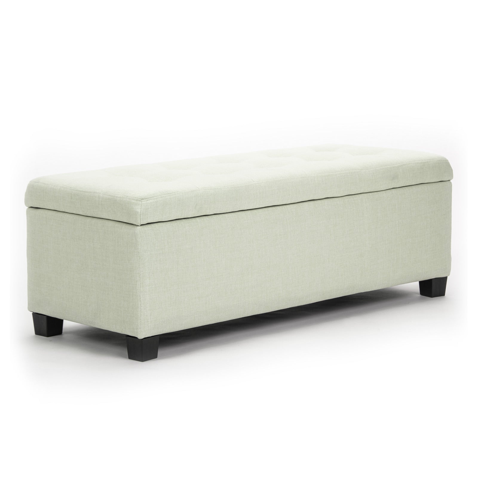 Storage Ottoman Stool 102cm Fabric LIGHT GREEN - Cosy Abode