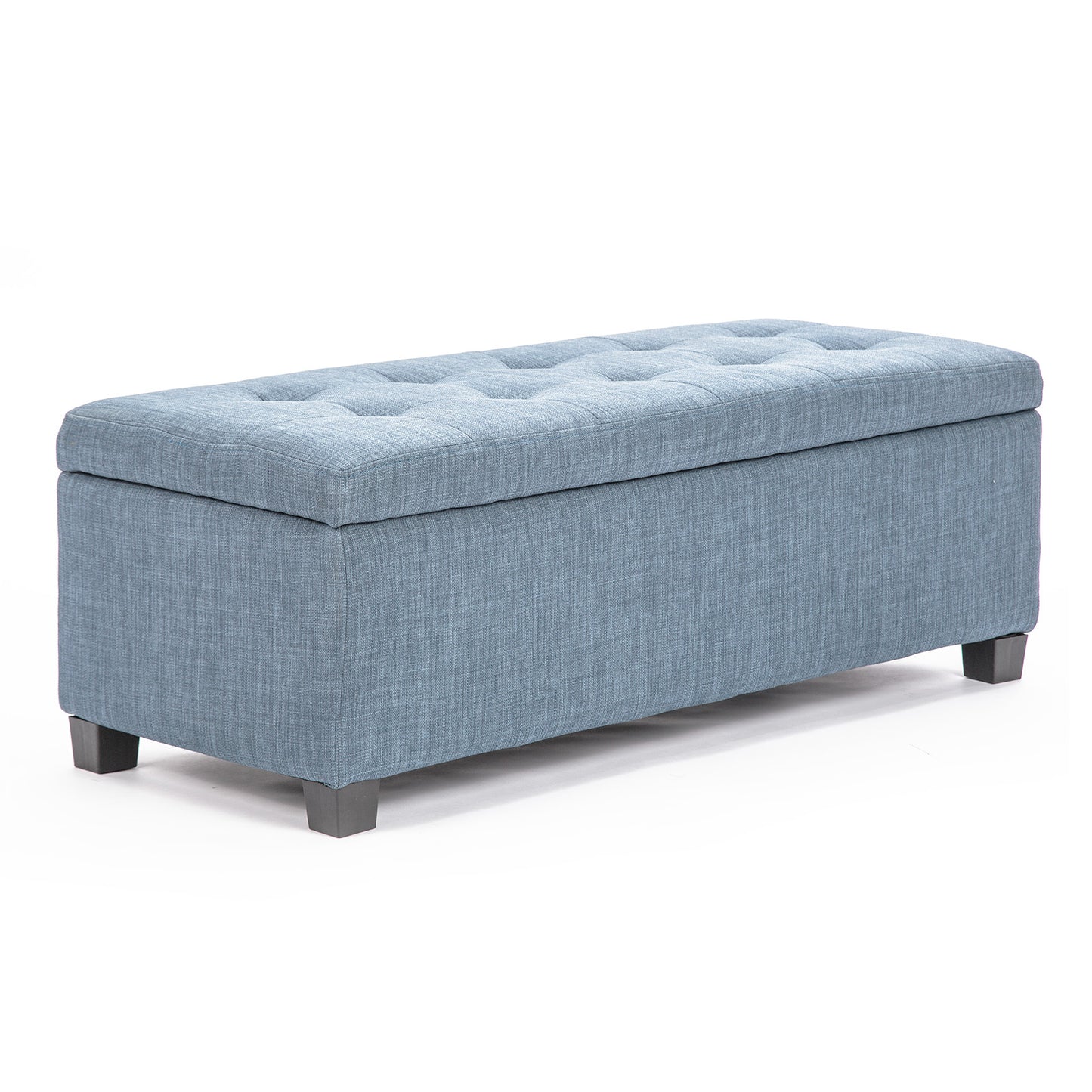 Storage Ottoman Stool 102cm Fabric LIGHT GREY BLUE - Cosy Abode