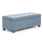Storage Ottoman Stool 102cm Fabric LIGHT GREY BLUE - Cosy Abode