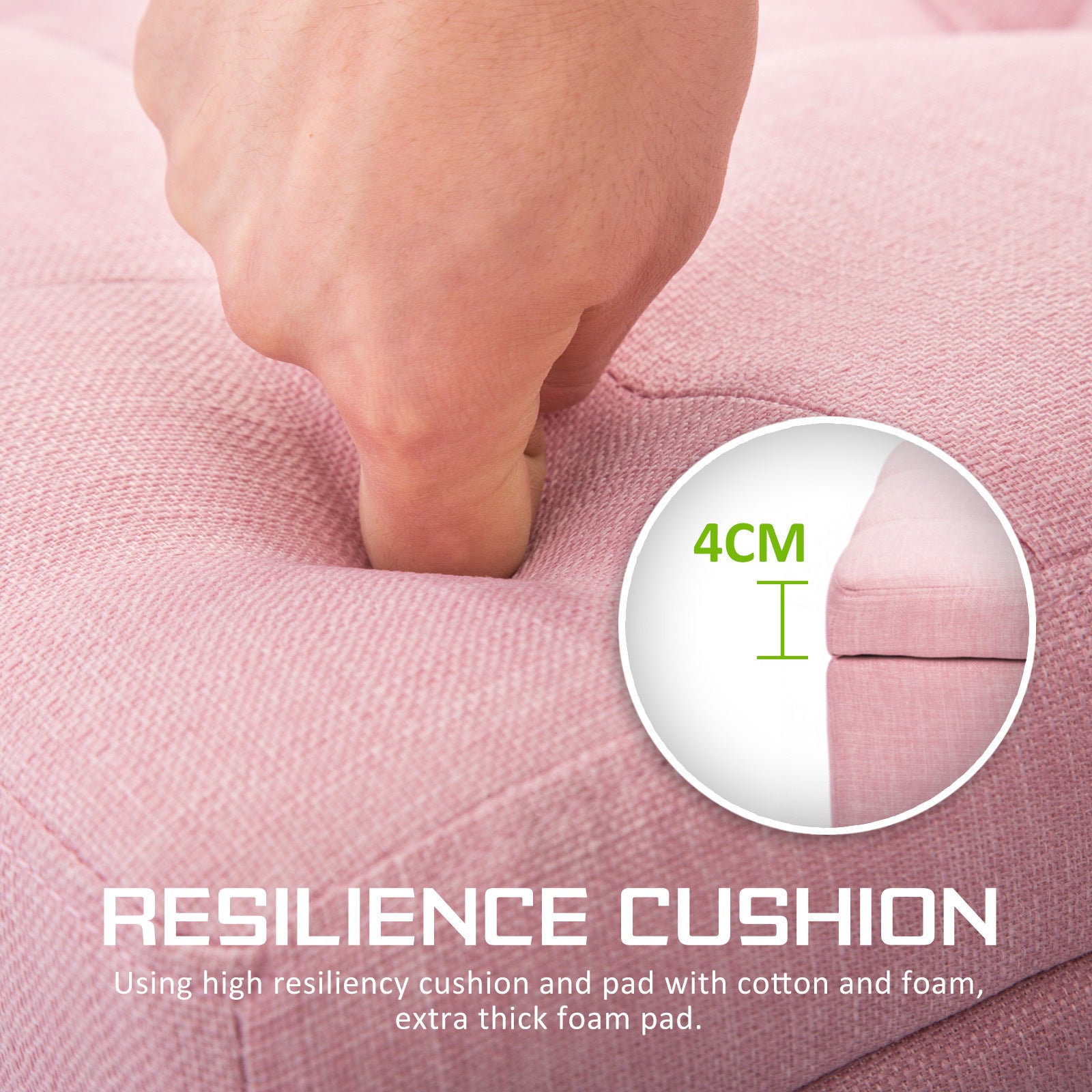 Storage Ottoman Stool 102cm Fabric PINK - Cosy Abode