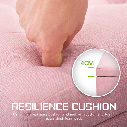 Storage Ottoman Stool 102cm Fabric PINK - Cosy Abode