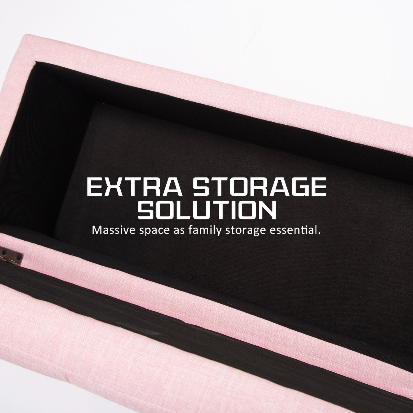 Storage Ottoman Stool 102cm Fabric PINK - Cosy Abode