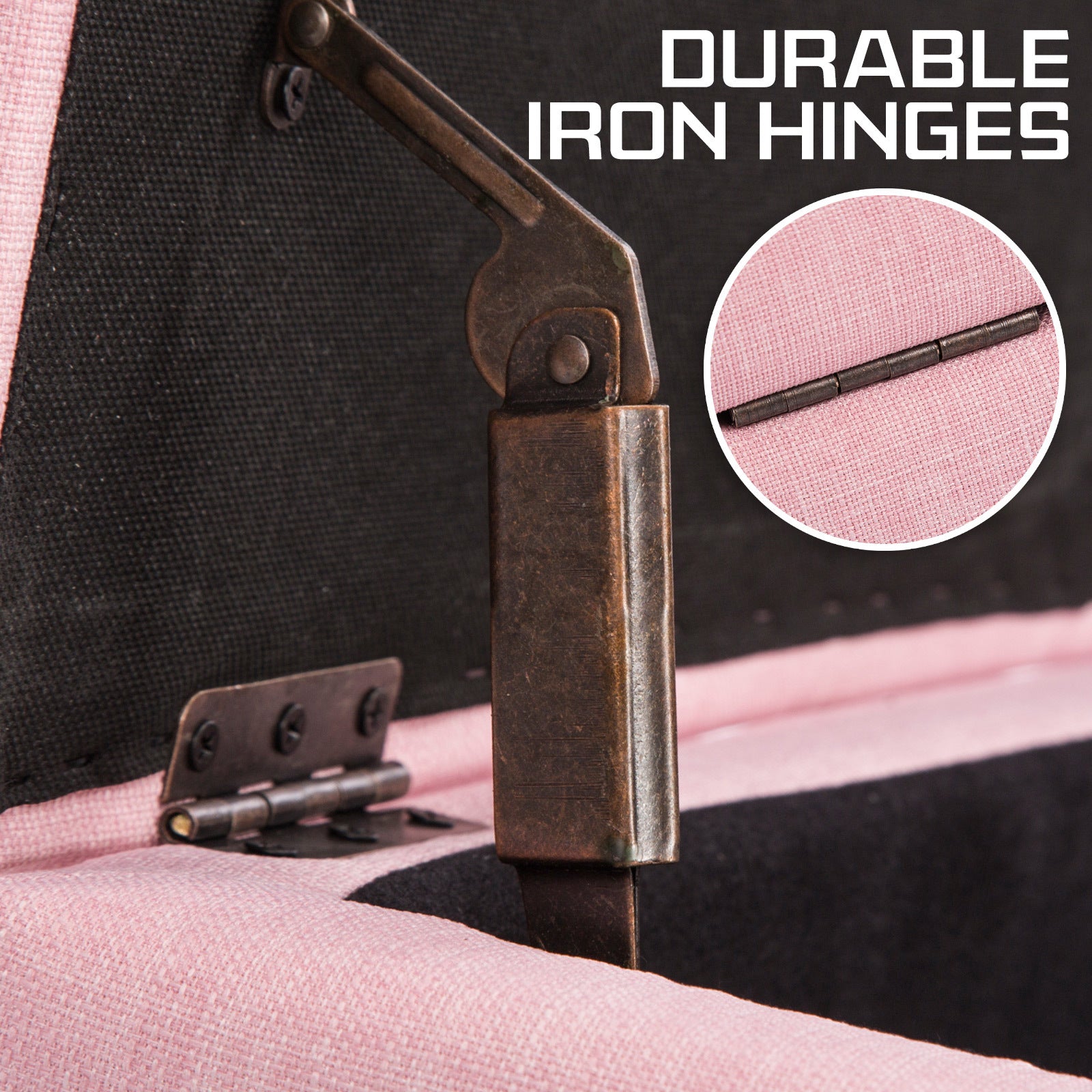 Storage Ottoman Stool 102cm Fabric PINK - Cosy Abode