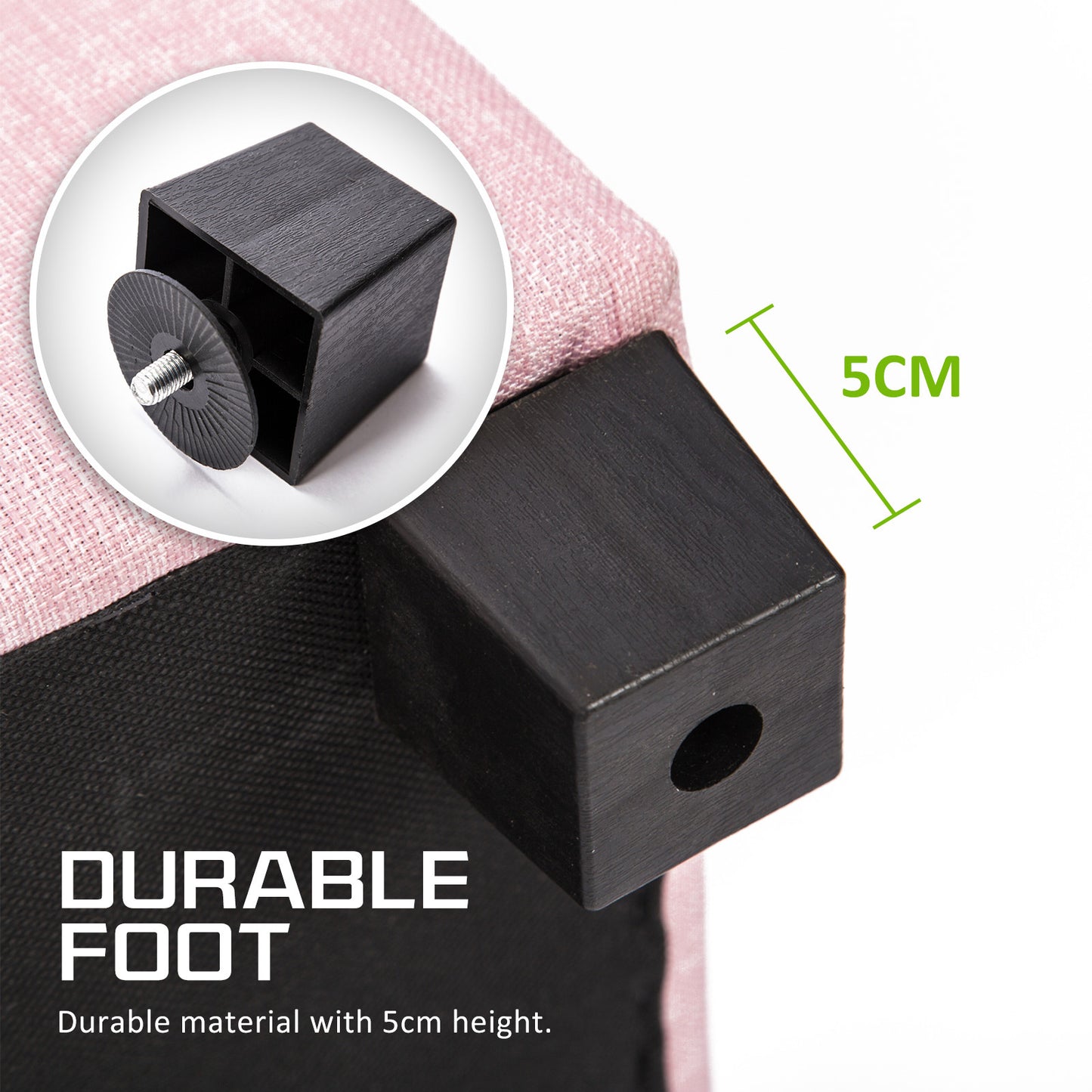 Storage Ottoman Stool 102cm Fabric PINK - Cosy Abode