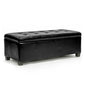 La Bella 102cm Black Storage Ottoman Stool Leather - Cosy Abode
