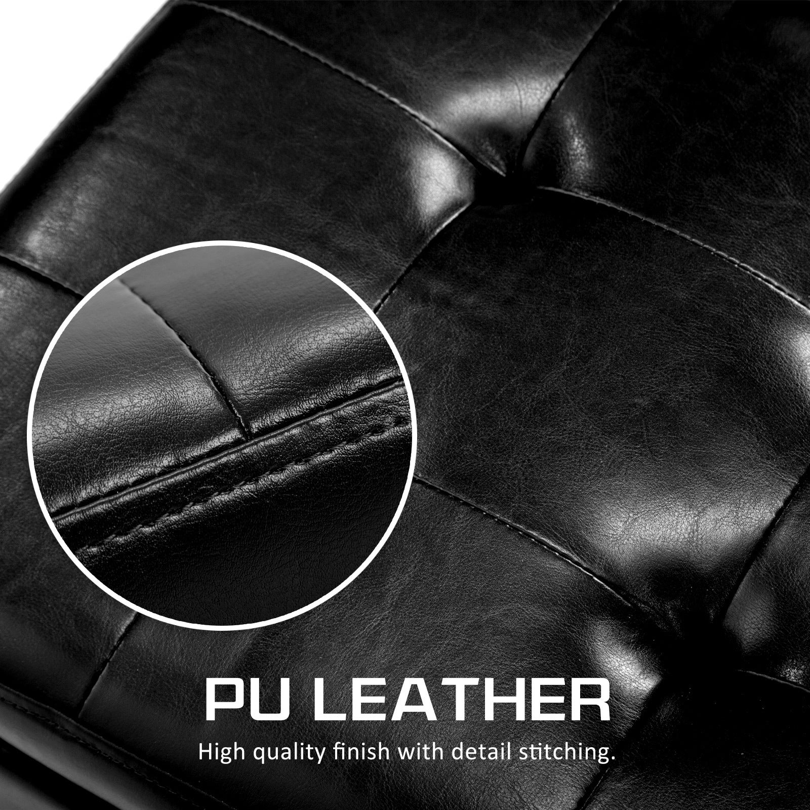 La Bella 102cm Black Storage Ottoman Stool Leather - Cosy Abode