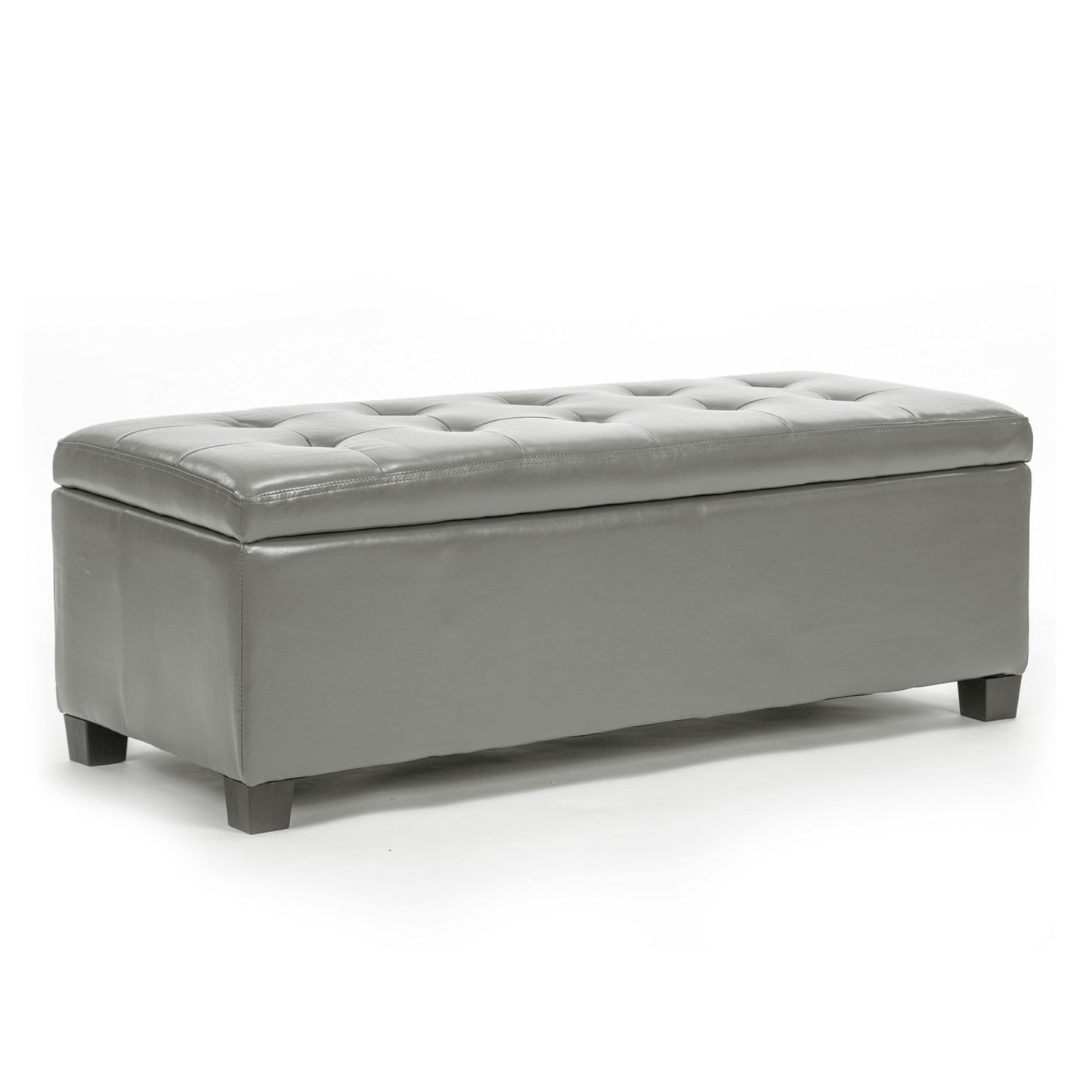 La Bella 102cm Grey Storage Ottoman Stool Leather - Cosy Abode