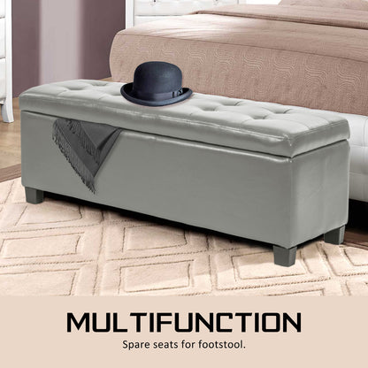 La Bella 102cm Grey Storage Ottoman Stool Leather - Cosy Abode