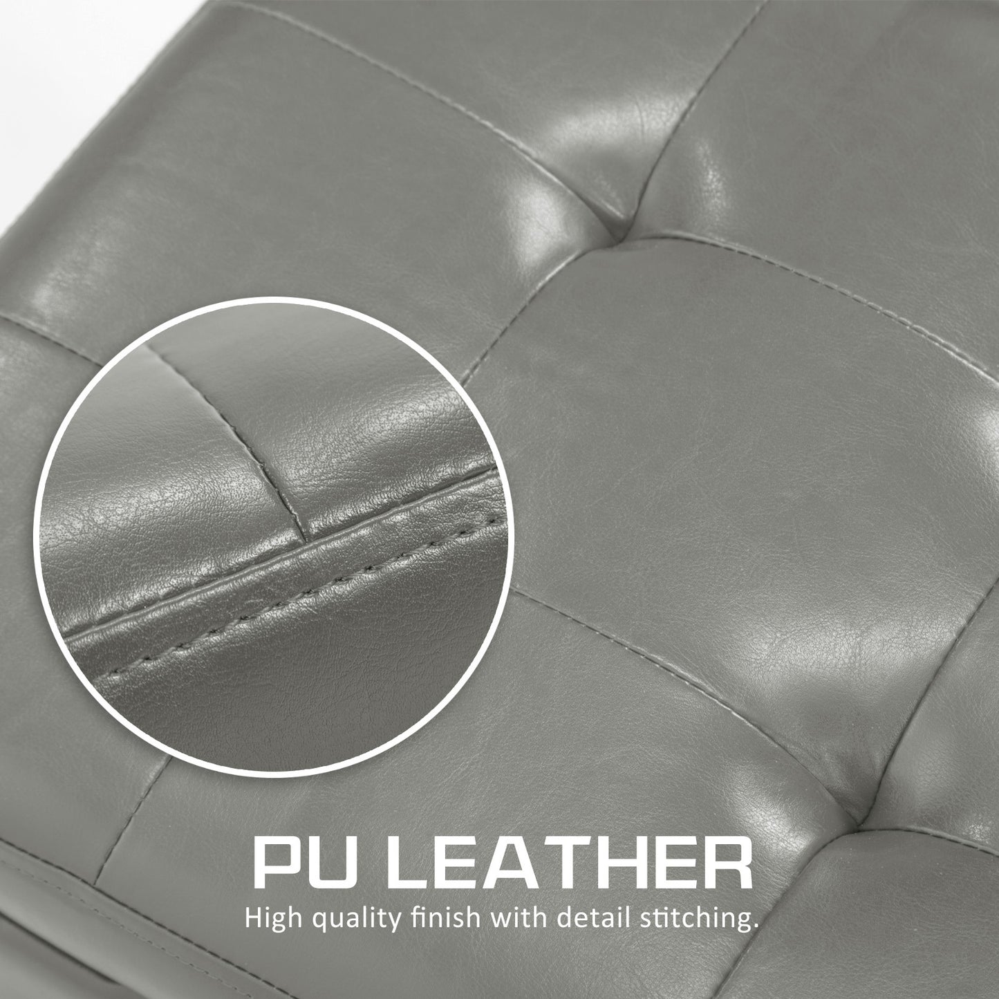 La Bella 102cm Grey Storage Ottoman Stool Leather - Cosy Abode