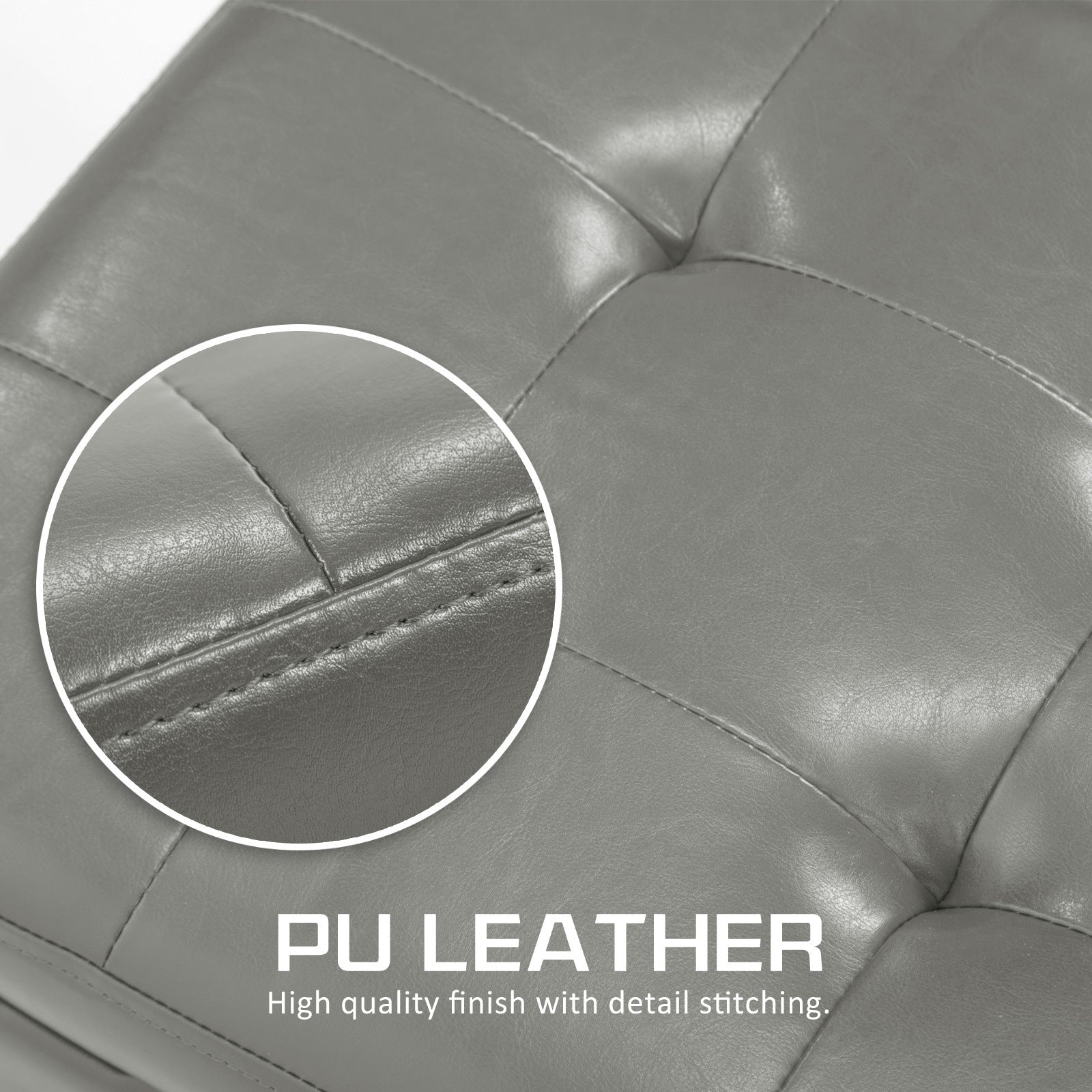 La Bella 102cm Grey Storage Ottoman Stool Leather - Cosy Abode