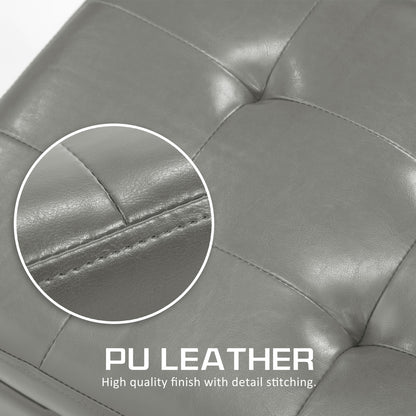 La Bella 102cm Grey Storage Ottoman Stool Leather - Cosy Abode