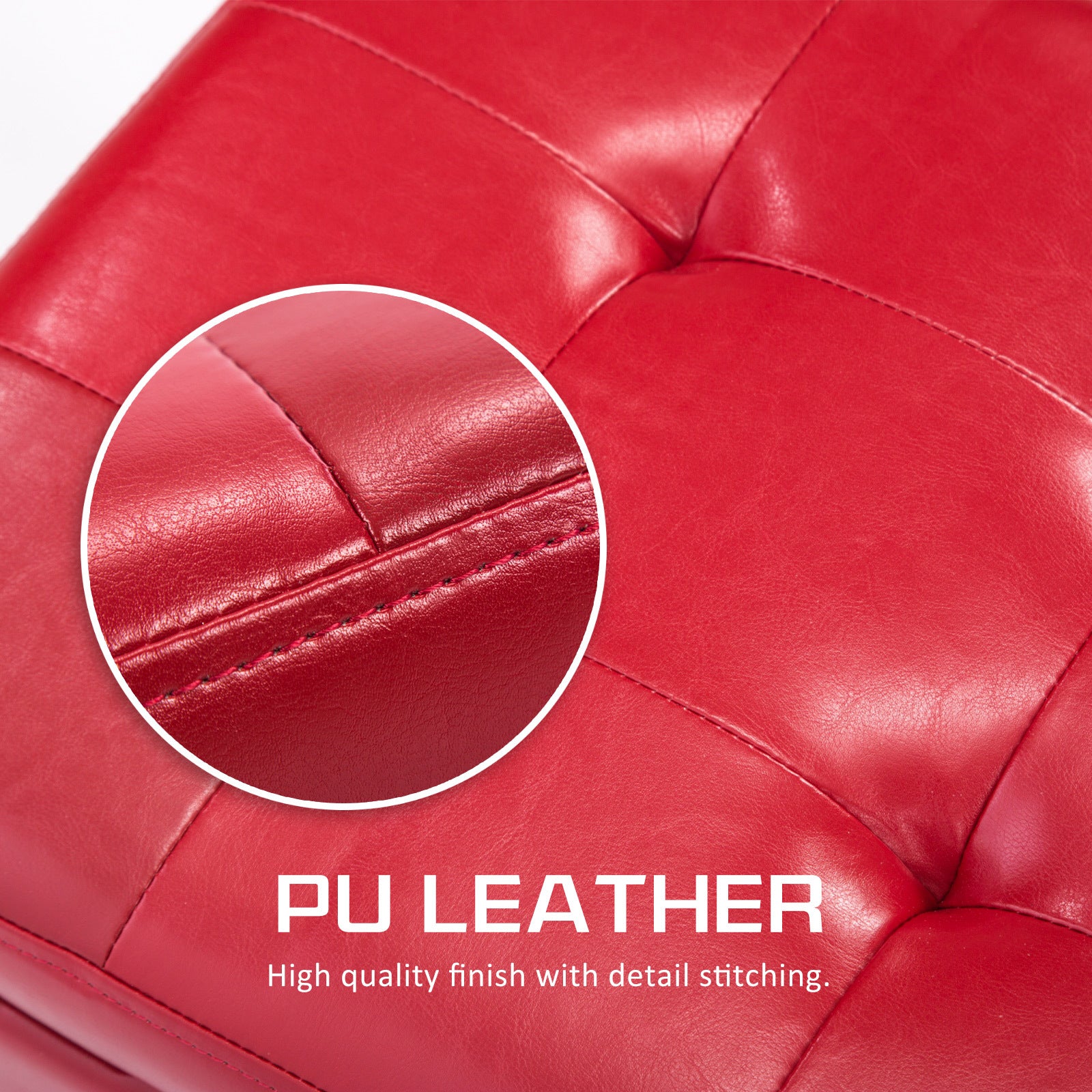 La Bella 102cm Red Storage Ottoman Stool Leather - Cosy Abode