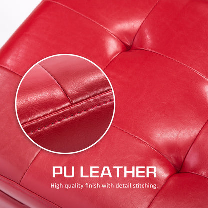 La Bella 102cm Red Storage Ottoman Stool Leather - Cosy Abode