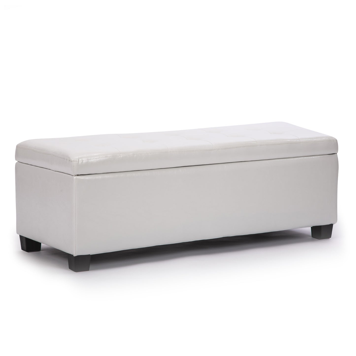 La Bella 102cm Snow White Storage Ottoman Stool Leather - Cosy Abode