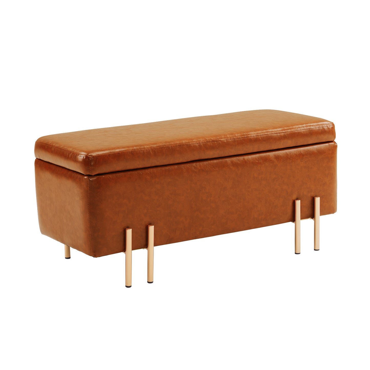 Storage Ottoman Stool Bench Seat 97cm PU Leather BROWN - Cosy Abode