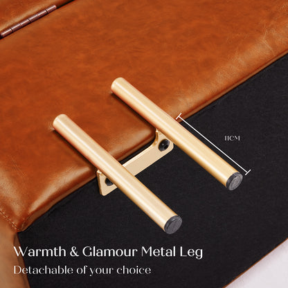 Storage Ottoman Stool Bench Seat 97cm PU Leather BROWN - Cosy Abode