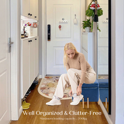 Storage Ottoman Foot Stool Cube Tuffet Seat 45cm PU Leather BLUE - Cosy Abode