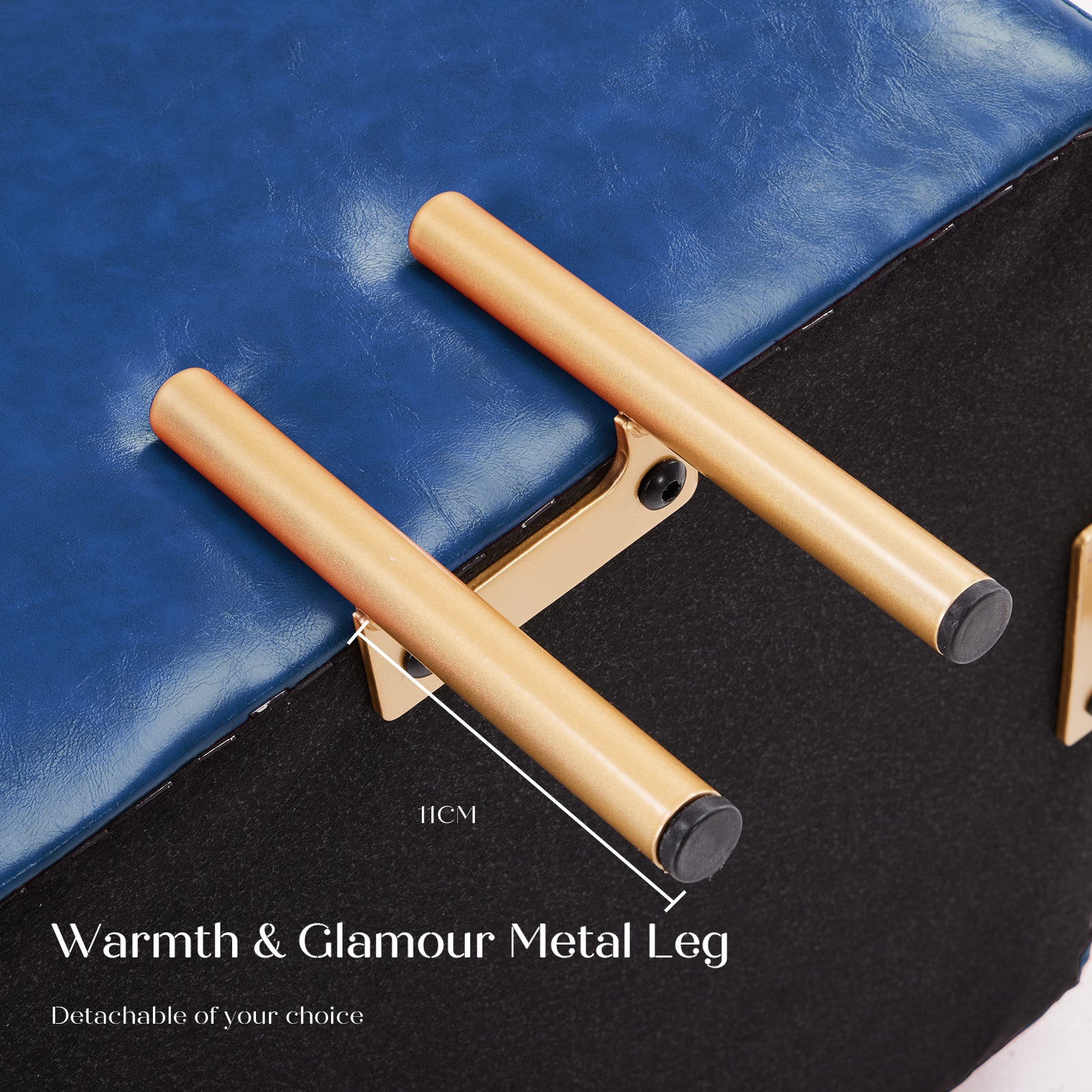 Storage Ottoman Foot Stool Cube Tuffet Seat 45cm PU Leather BLUE - Cosy Abode