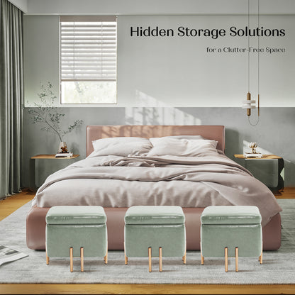 Storage Ottoman Foot Stool Cube Tuffet Seat 45cm PU Leather GREEN - Cosy Abode