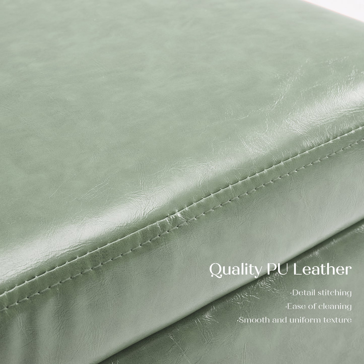 Storage Ottoman Foot Stool Cube Tuffet Seat 45cm PU Leather GREEN - Cosy Abode