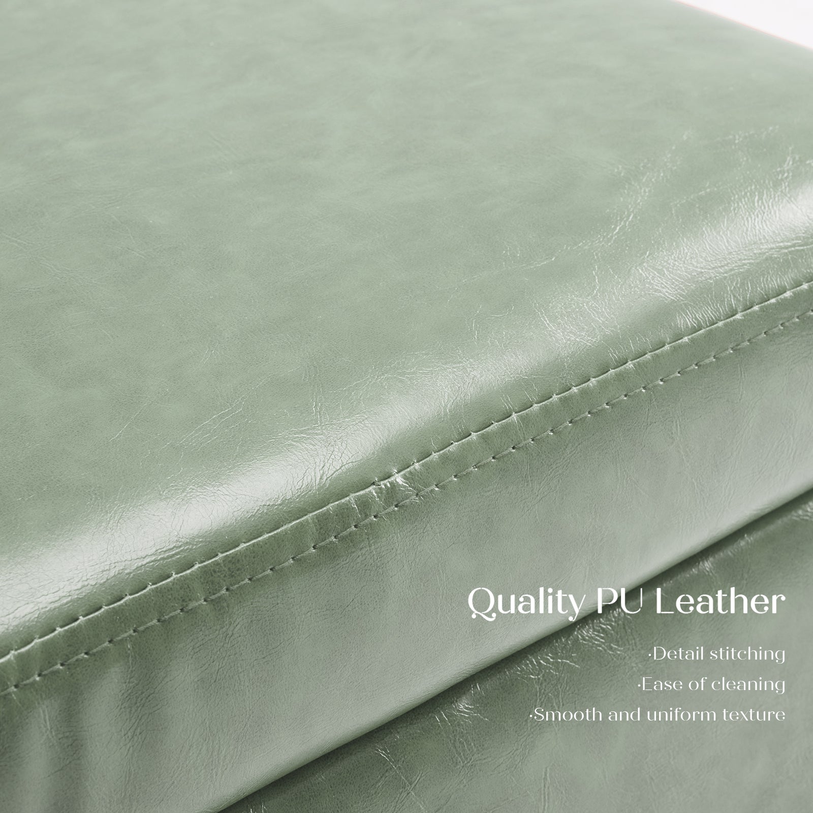 Storage Ottoman Foot Stool Cube Tuffet Seat 45cm PU Leather GREEN - Cosy Abode
