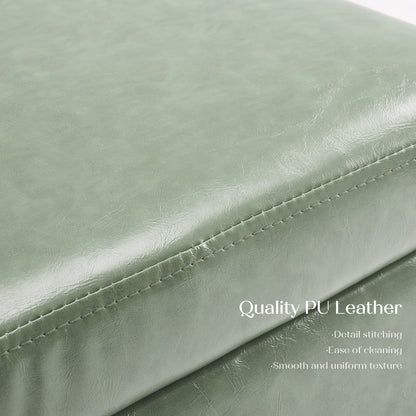Storage Ottoman Foot Stool Cube Tuffet Seat 45cm PU Leather GREEN - Cosy Abode