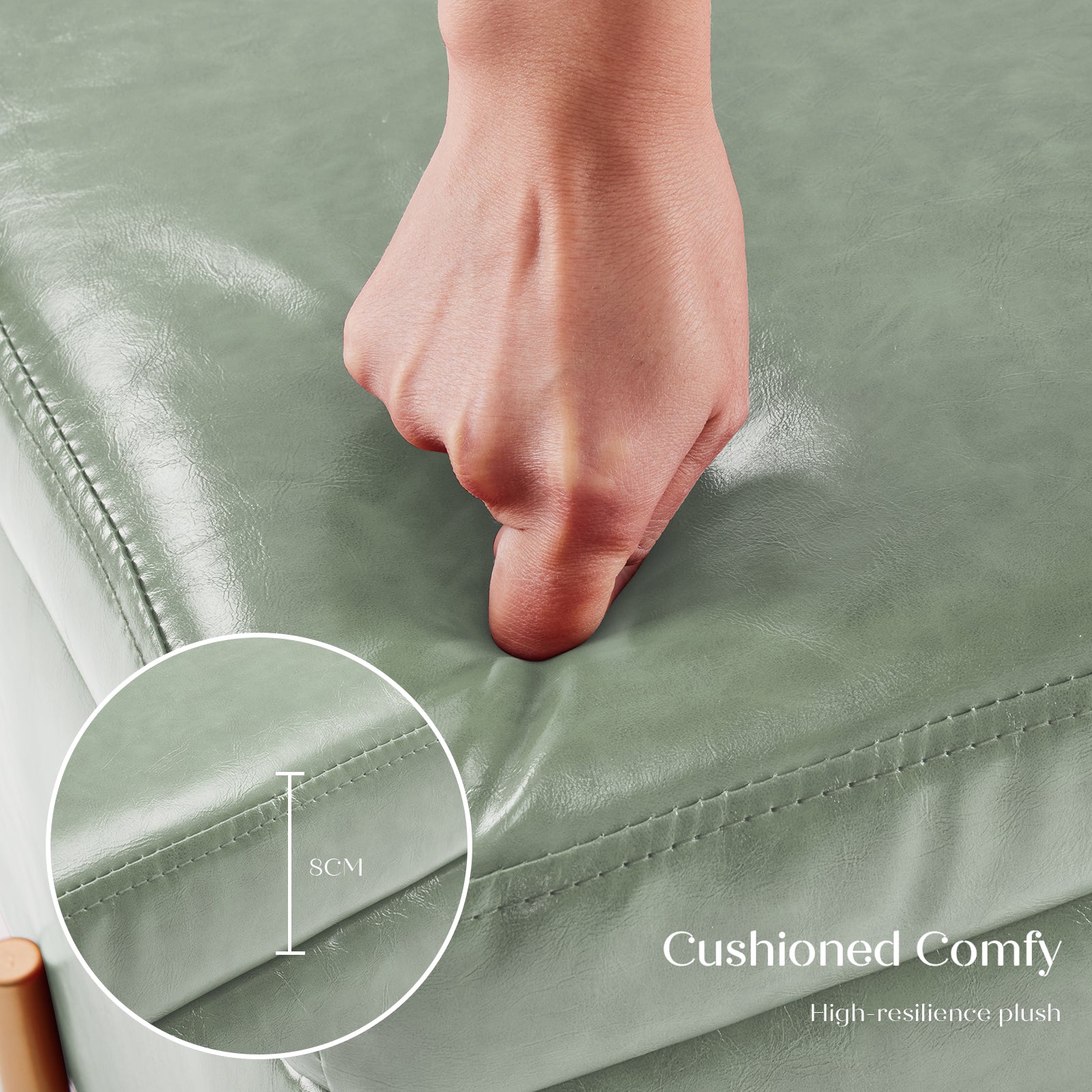 Storage Ottoman Foot Stool Cube Tuffet Seat 45cm PU Leather GREEN - Cosy Abode