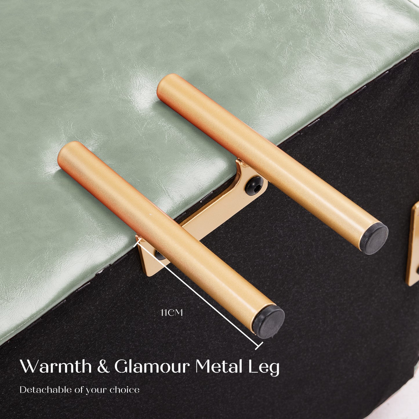 Storage Ottoman Foot Stool Cube Tuffet Seat 45cm PU Leather GREEN - Cosy Abode