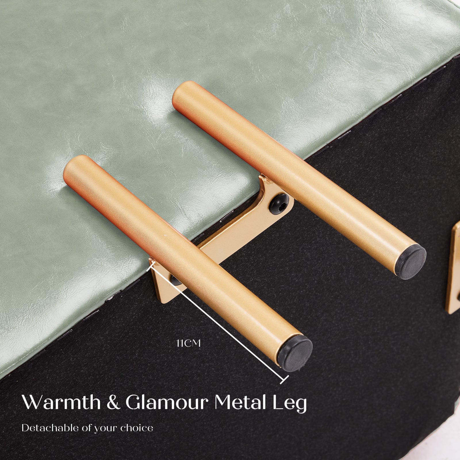 Storage Ottoman Foot Stool Cube Tuffet Seat 45cm PU Leather GREEN - Cosy Abode