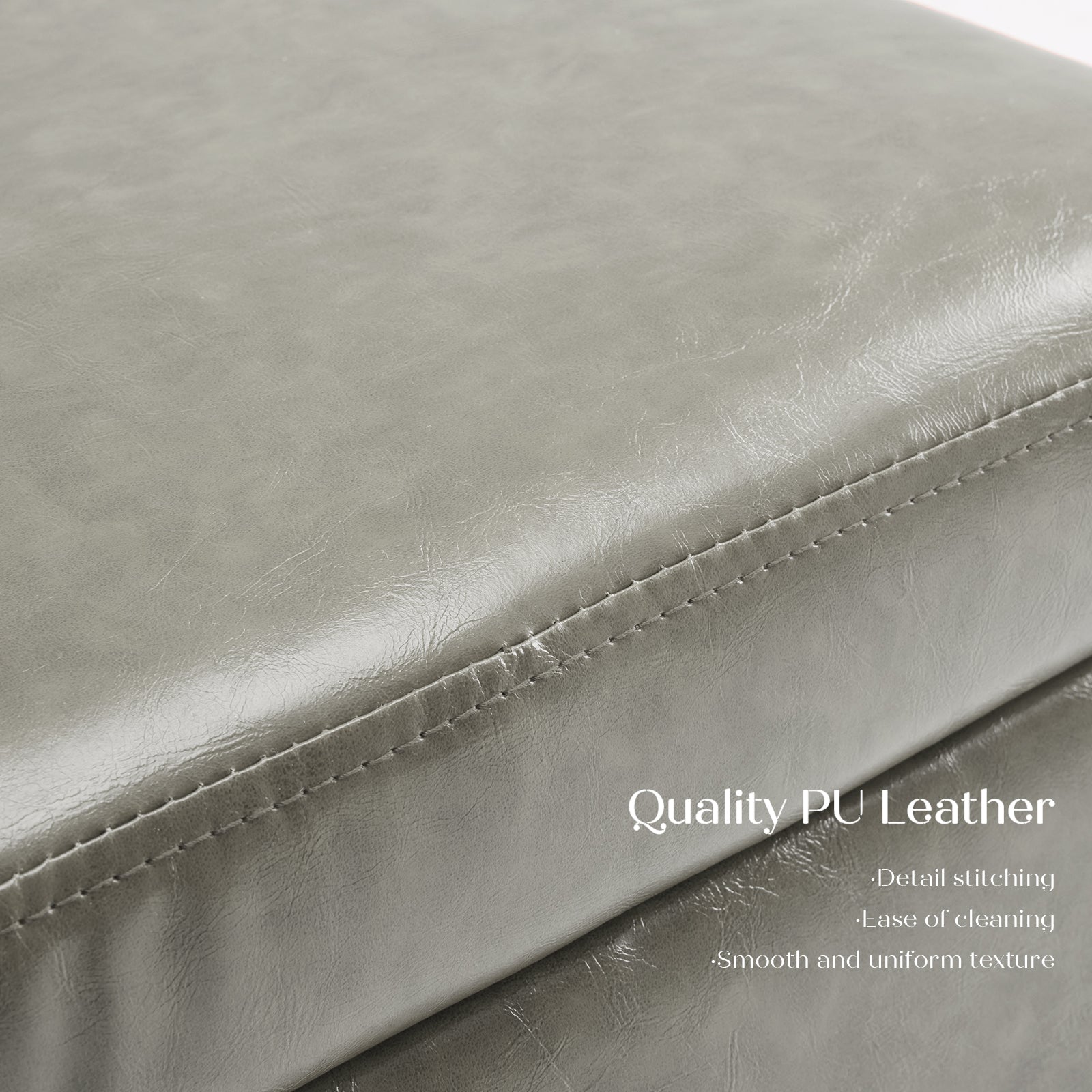 Storage Ottoman Foot Stool Cube Tuffet Seat 45cm PU Leather GREY - Cosy Abode