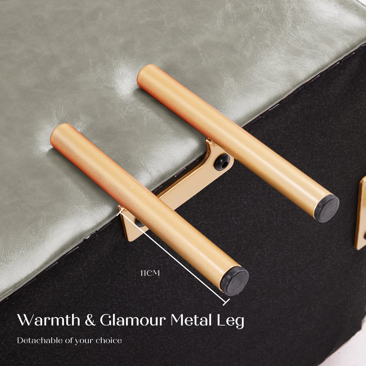 Storage Ottoman Foot Stool Cube Tuffet Seat 45cm PU Leather GREY - Cosy Abode