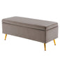 Storage Ottoman Stool Bench Seat 110cm Velvet GREY - Cosy Abode