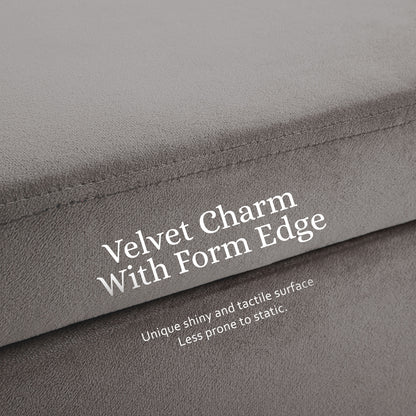 Storage Ottoman Stool Bench Seat 110cm Velvet GREY - Cosy Abode