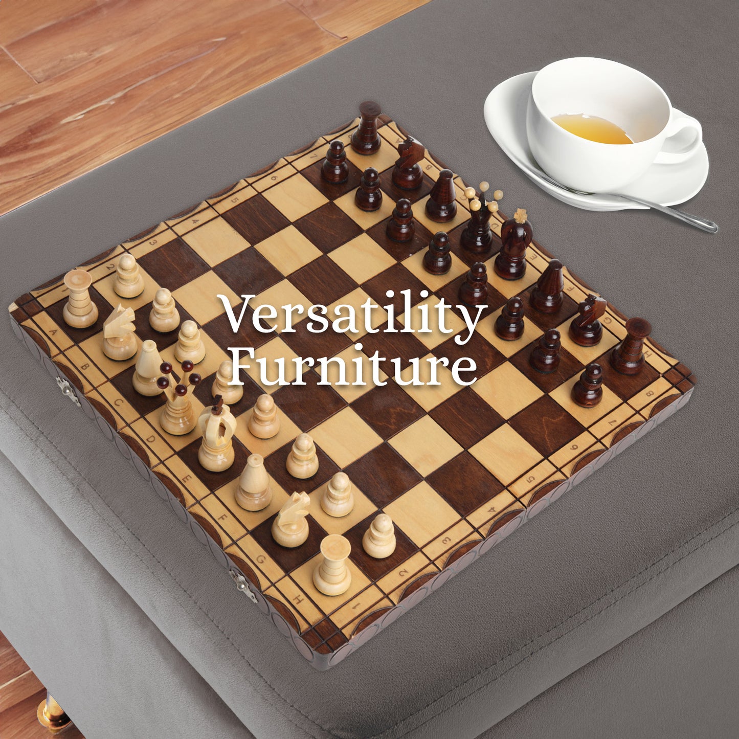 Storage Ottoman Stool Bench Seat 110cm Velvet GREY - Cosy Abode