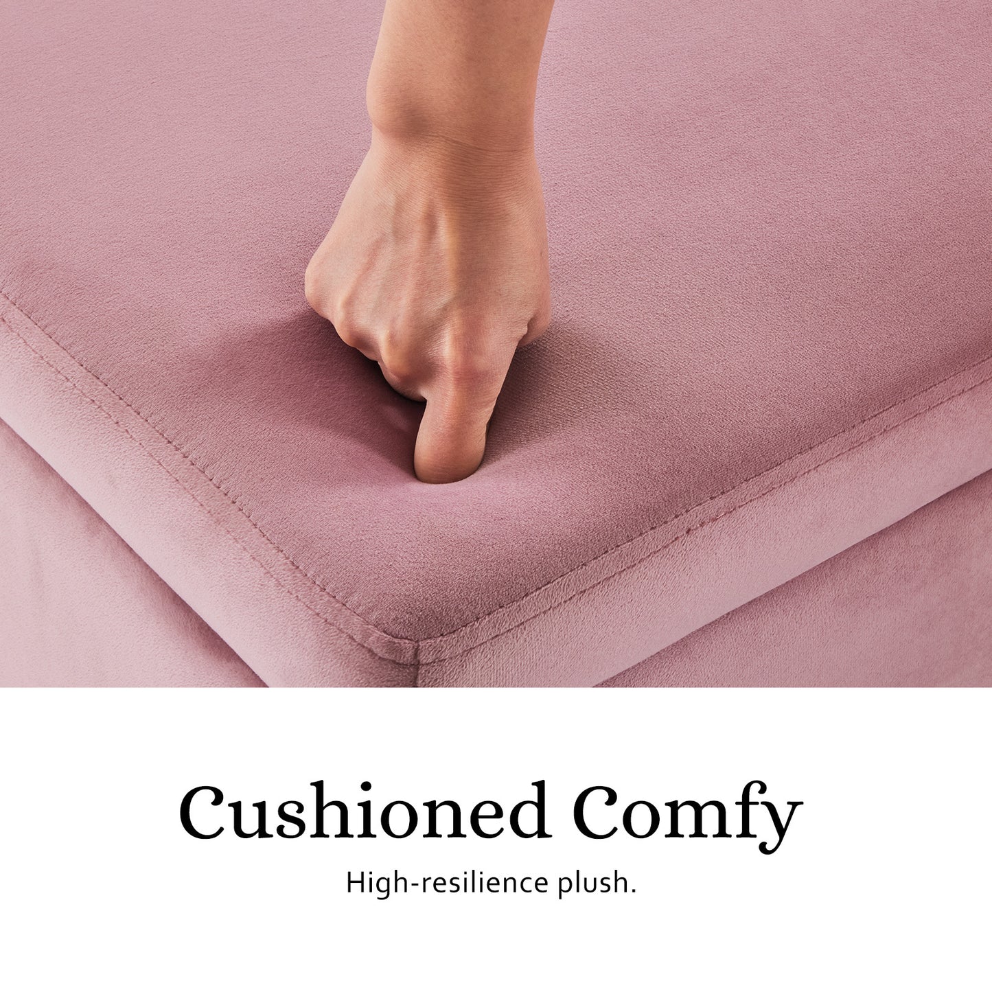 Storage Ottoman Stool Bench Seat 110cm Velvet PINK - Cosy Abode