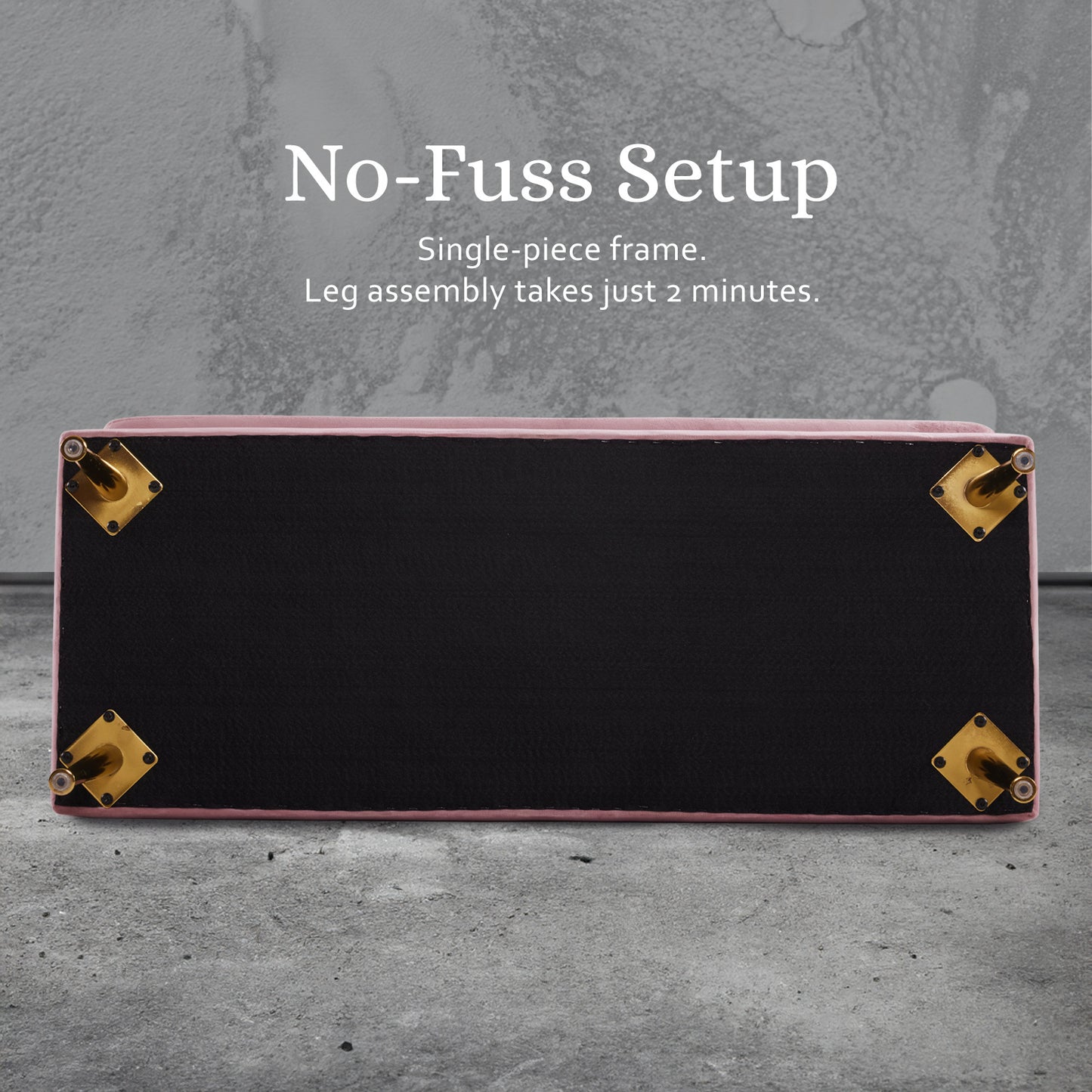 Storage Ottoman Stool Bench Seat 110cm Velvet PINK - Cosy Abode