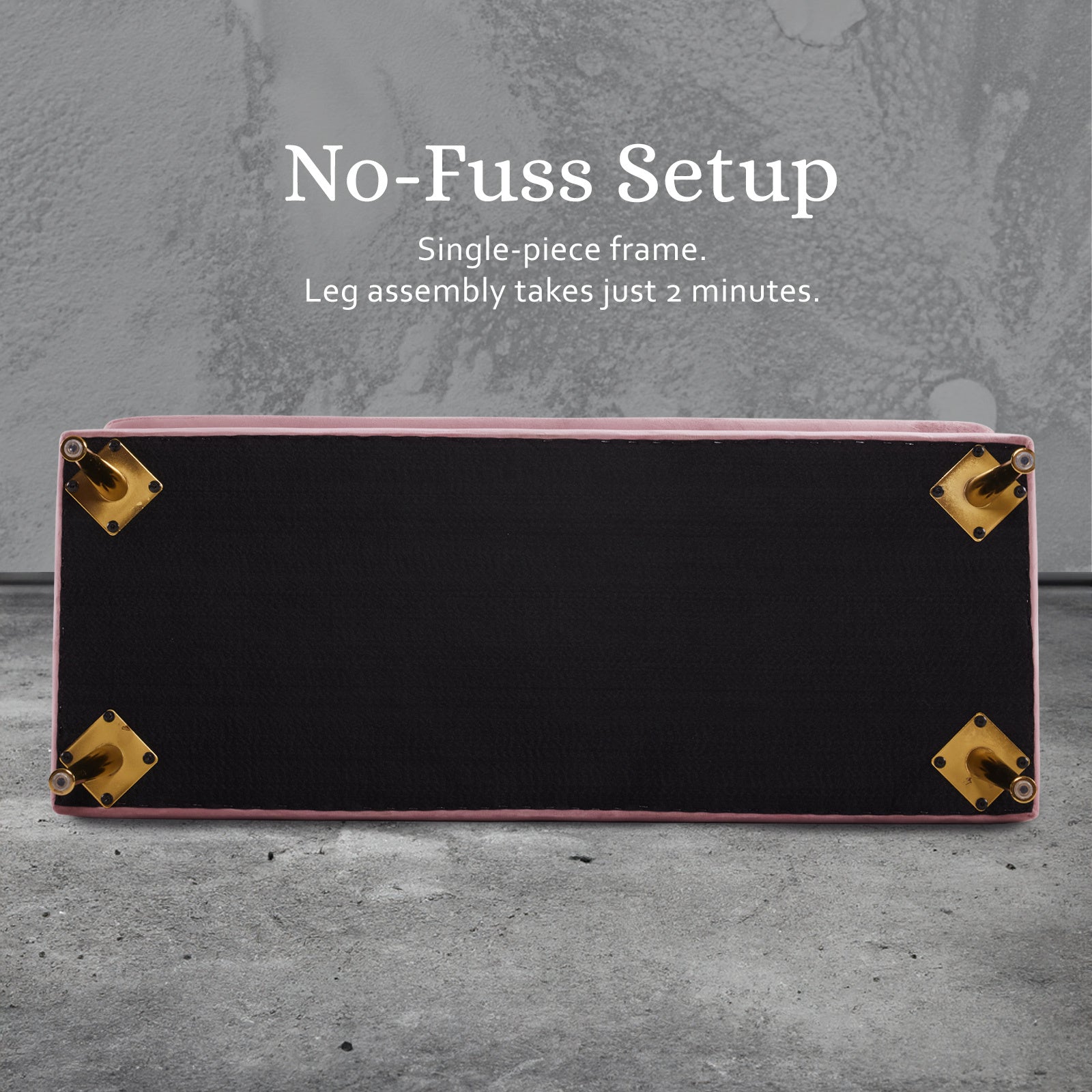 Storage Ottoman Stool Bench Seat 110cm Velvet PINK - Cosy Abode