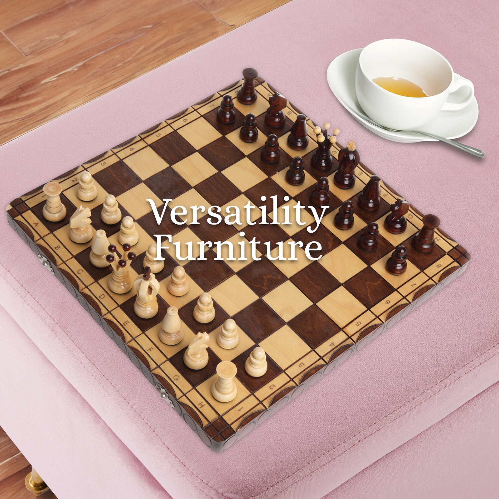 Storage Ottoman Stool Bench Seat 110cm Velvet PINK - Cosy Abode