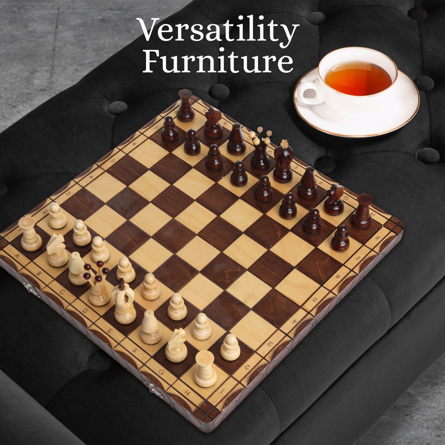 Storage Ottoman Stool Arm Bench Seat 132cm Velvet BLACK - Cosy Abode